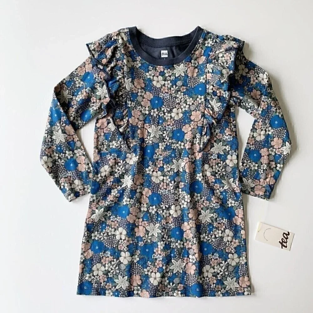 NWT Tea Collection Girl Floral Ruffle Dress 2T 12 Years 14 years